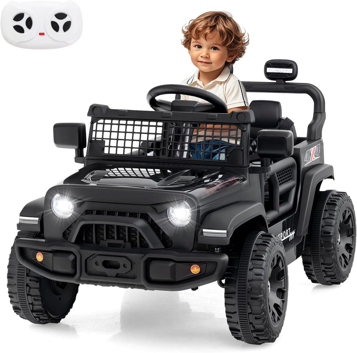 OLAKIDS 12V Ride On Truck, Battery Powered Electric Vehicle for Kids with Remote Control Ride on Toy for 3+ Boys Girls