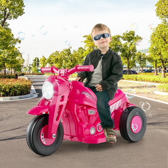 OLAKIDS 6V Kids Motorcycle Ride On with Automatic Bubble Function for Toddlers 3+