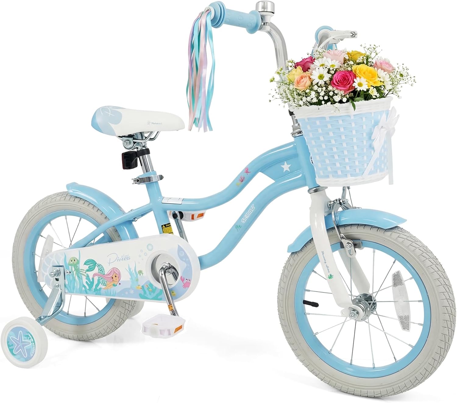 Olakids Kids Bike, 12 14 16 18 20 Inch Mermaid Theme Girls Bicycle with Training Wheels
