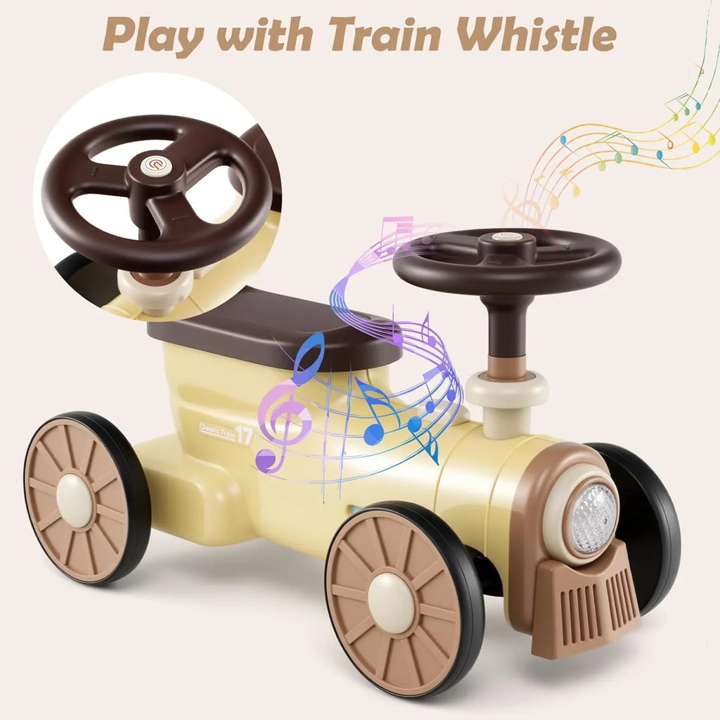 OLAKIDS Toddler Foot-to-Floor Ride On Push Car with Train Whistle and Under Seat Storage