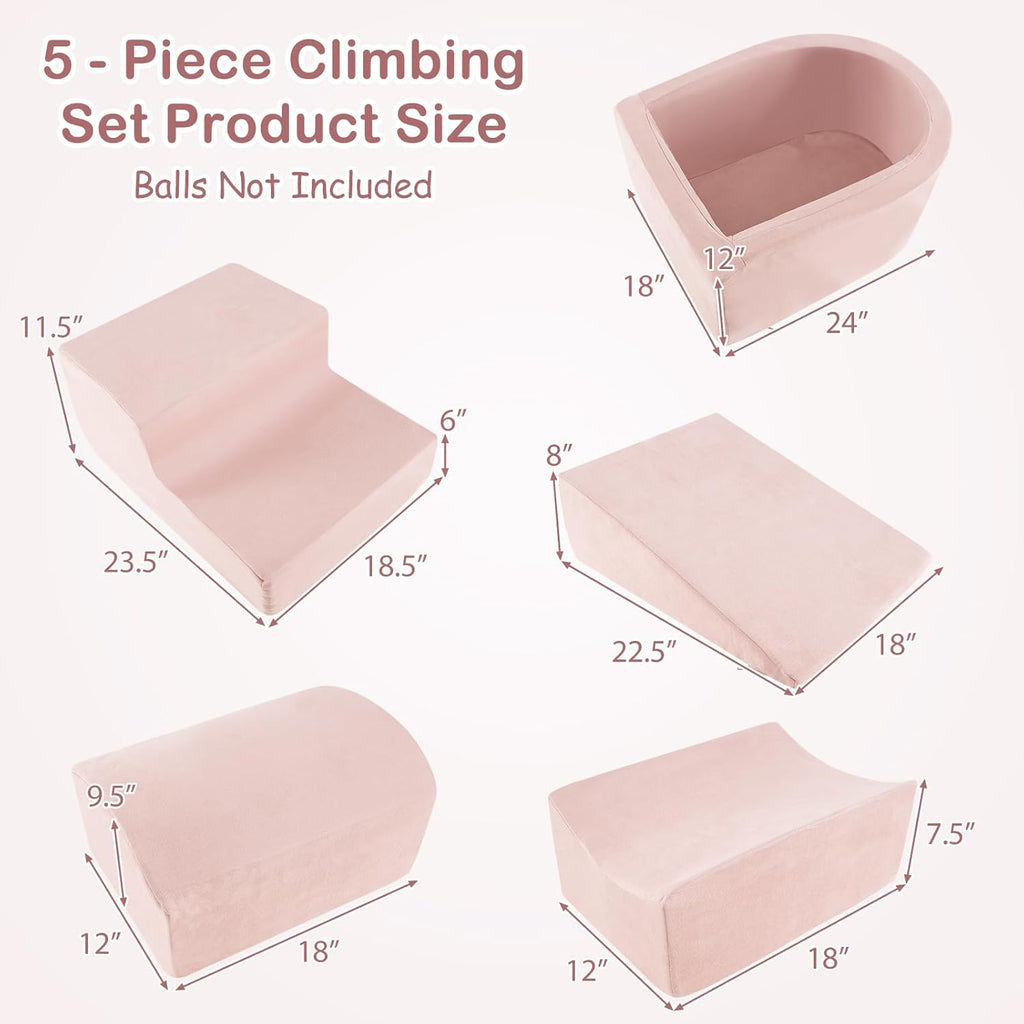 OLAKIDS 5-Piece Toddler Foam Climbing Blocks with Ball Pit, Indoor Play Gym for Crawling & Sliding