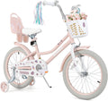 Olakids Girls Bike 12-20 Inch with Doll Seat Training Wheels Basket Dual Brakes