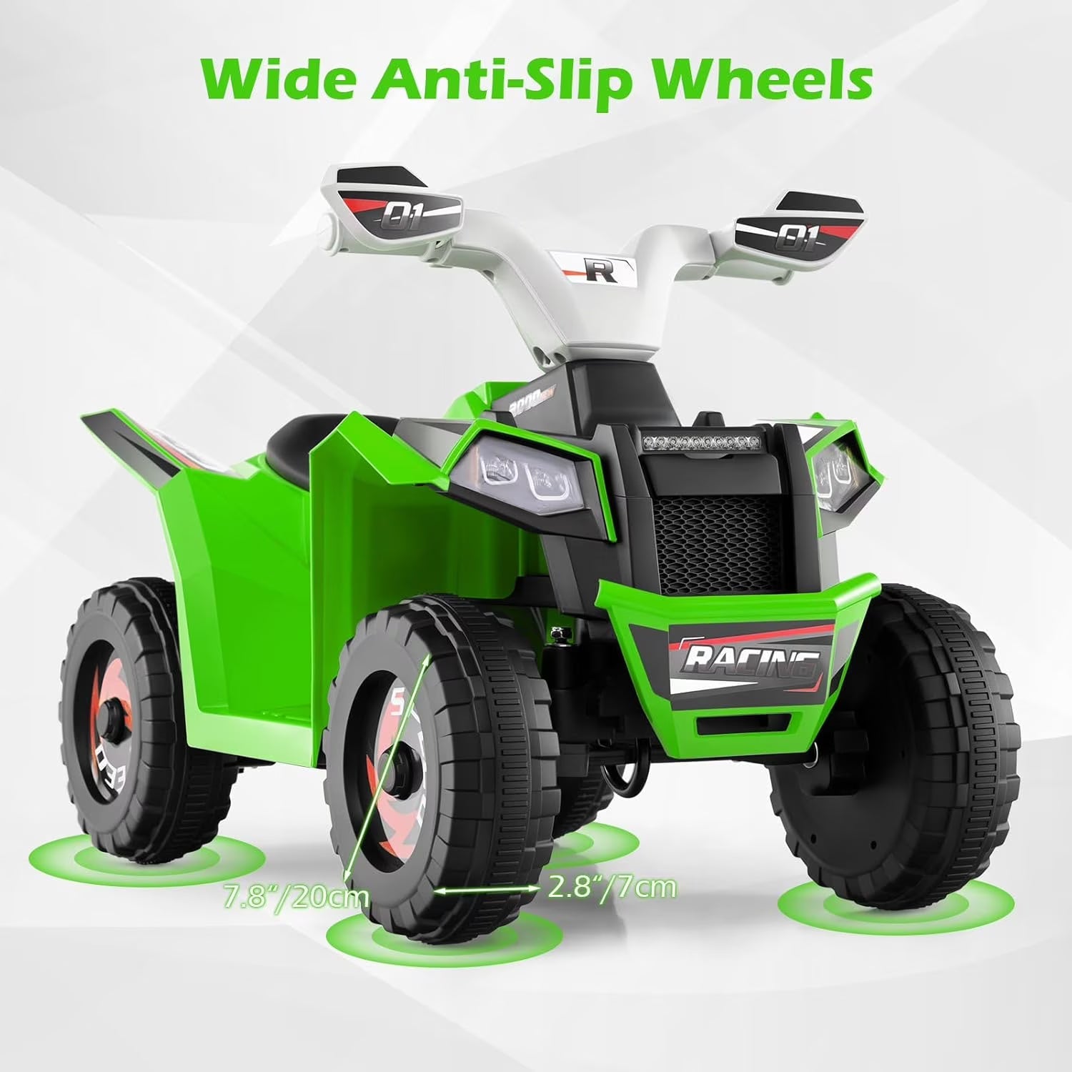 OLAKIDS 6V Kids ATV Ride On Toy with Removable Trailer and Wear Resistant Wheels