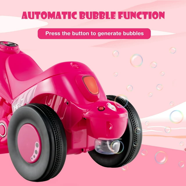 OLAKIDS 6V Kids Motorcycle Ride On with Automatic Bubble Function for Toddlers 3+