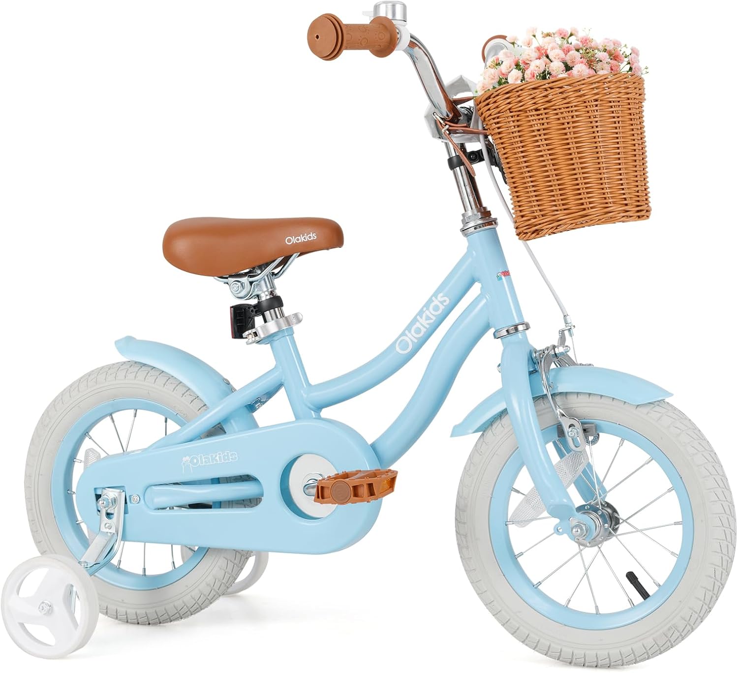 OLAKIDS Kids Bike 12/14/16/18 Inch with Training Wheels & Basket for Ages 3-8