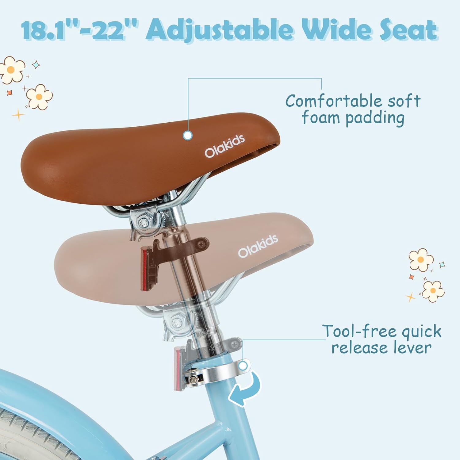 OLAKIDS Kids Bike 12/14/16/18 Inch with Training Wheels & Basket for Ages 3-8