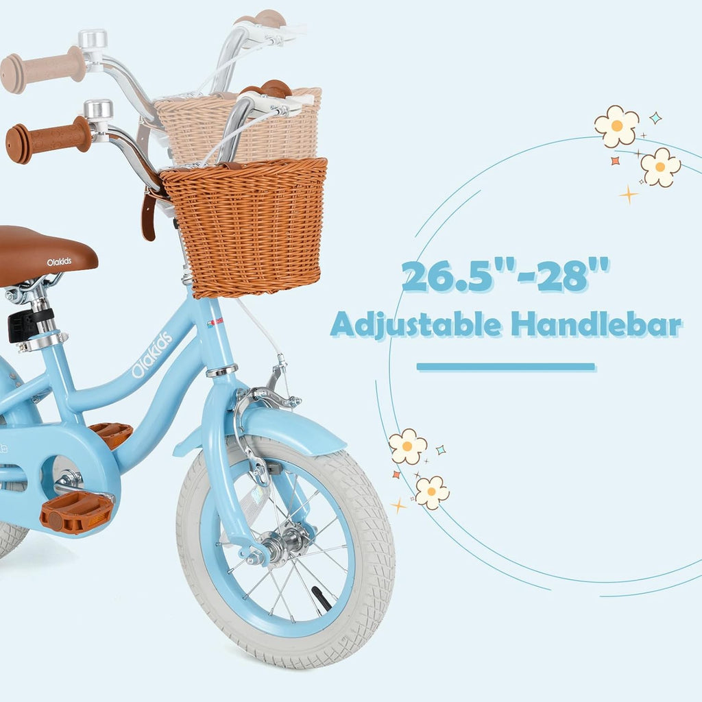 OLAKIDS Kids Bike 12/14/16/18 Inch with Training Wheels & Basket for Ages 3-8