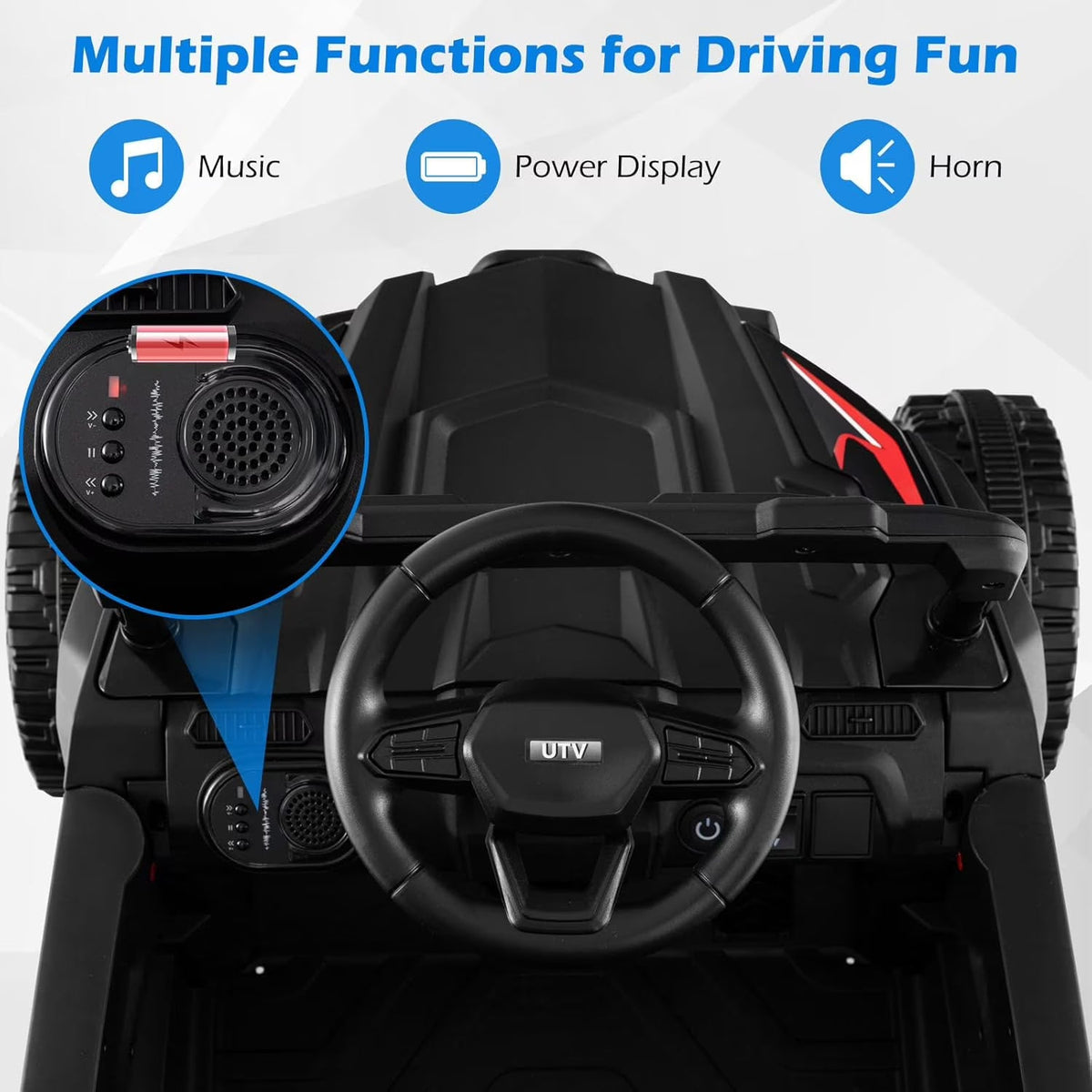 OLAKIDS 12V Ride on Car UTV, Electric Off-Road Truck for Toddlers Aged 3+ Years