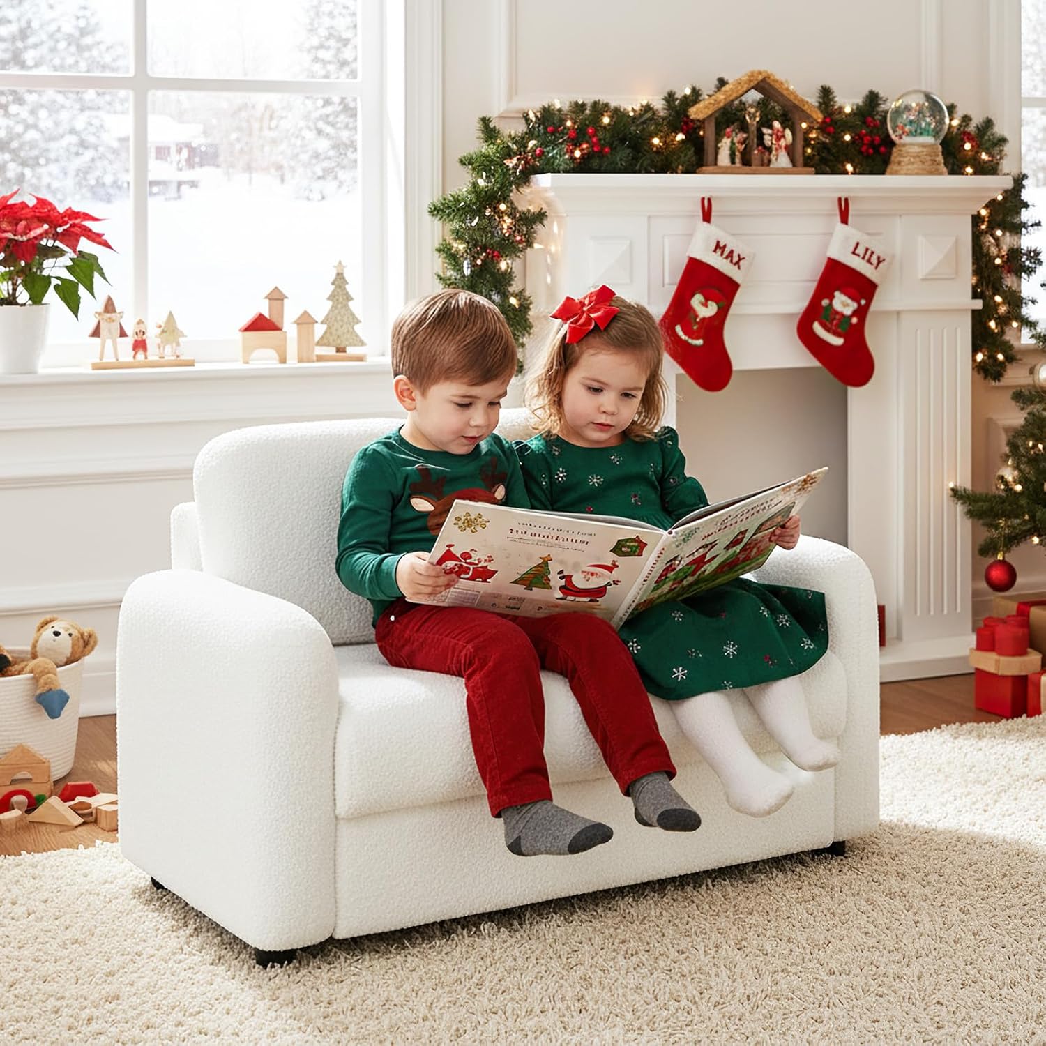 OLAKIDS Kids Sofa, 2 Seat Soft Thick Upholstered Couch for Playroom Kids Boys Girls