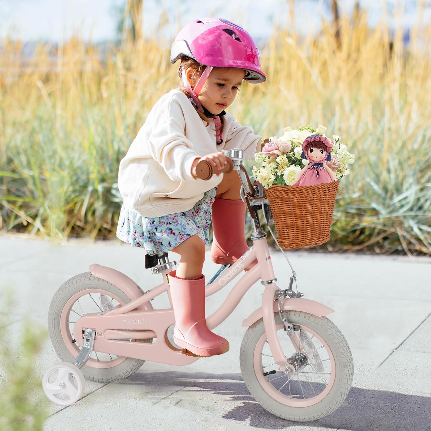 OLAKIDS Kids Bike 12/14/16/18 Inch with Training Wheels & Basket for Ages 3-8