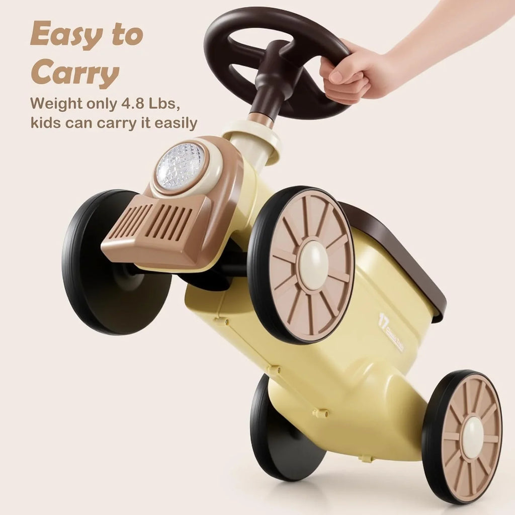 OLAKIDS Toddler Foot-to-Floor Ride On Push Car with Train Whistle and Under Seat Storage