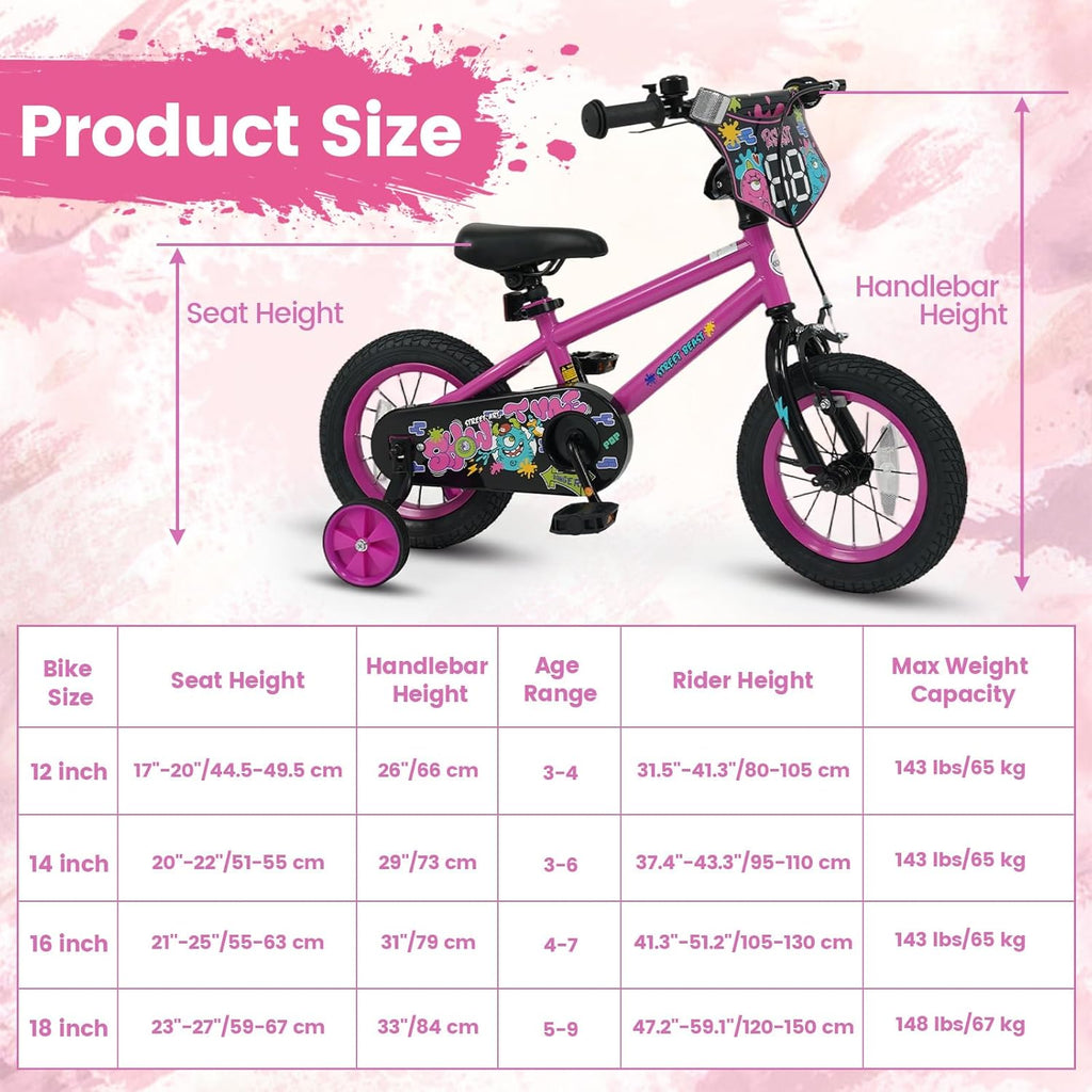 Olakids Kids Bike, 12 14 16 18 Inch BMX Style Toddlers Bike