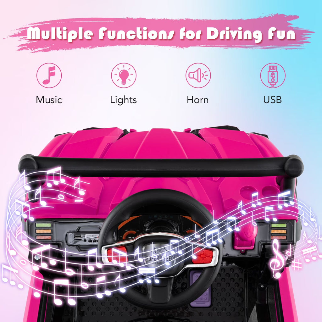 OLAKIDS 12V Ride on UTV, Battery Powered Off-Road Kids Electric Vehicles with Remote Control, Music, Horn, MP3, Lights, 3 Speeds, Soft Start, Ride on Truck for 3+ Boys Girls