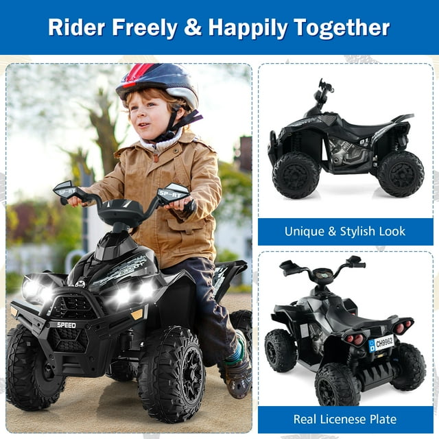 OLAKIDS Kids Ride on ATV, 12V 4 Wheeler Quad Toy Vehicle for Kids Over 3 Years Old