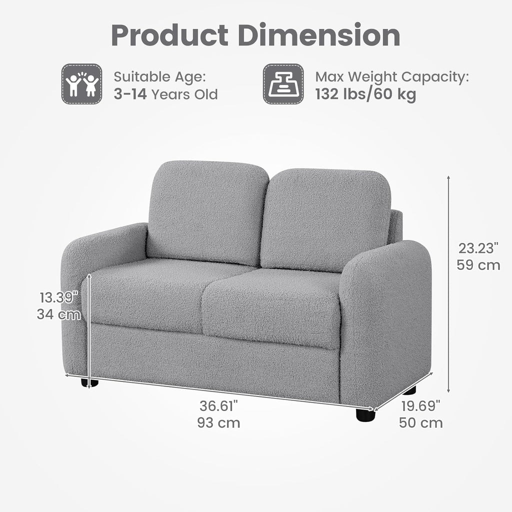 OLAKIDS Kids Sofa, 2 Seat Soft Thick Upholstered Couch for Playroom Kids Boys Girls