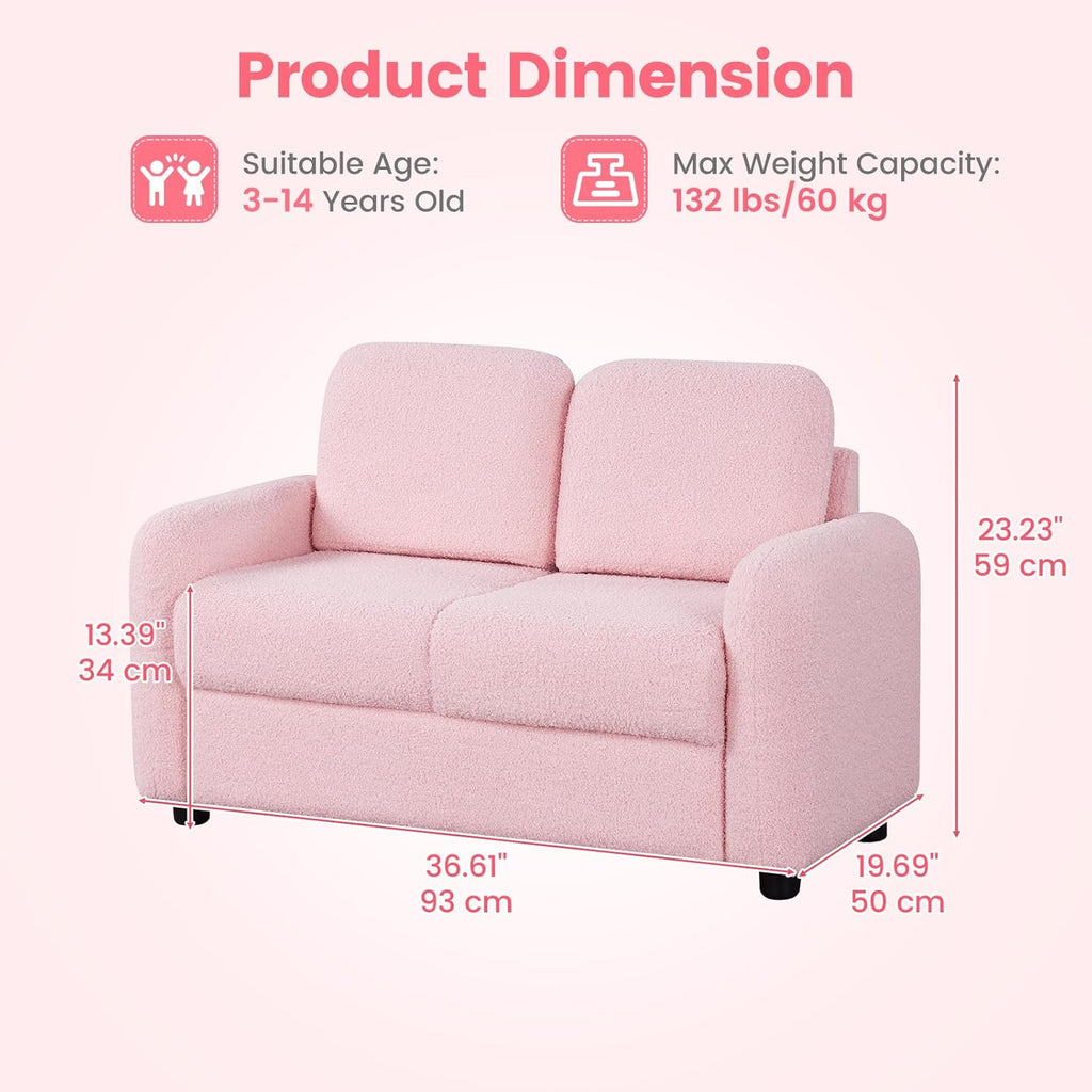OLAKIDS Kids Sofa, 2 Seat Soft Thick Upholstered Couch for Playroom Kids Boys Girls