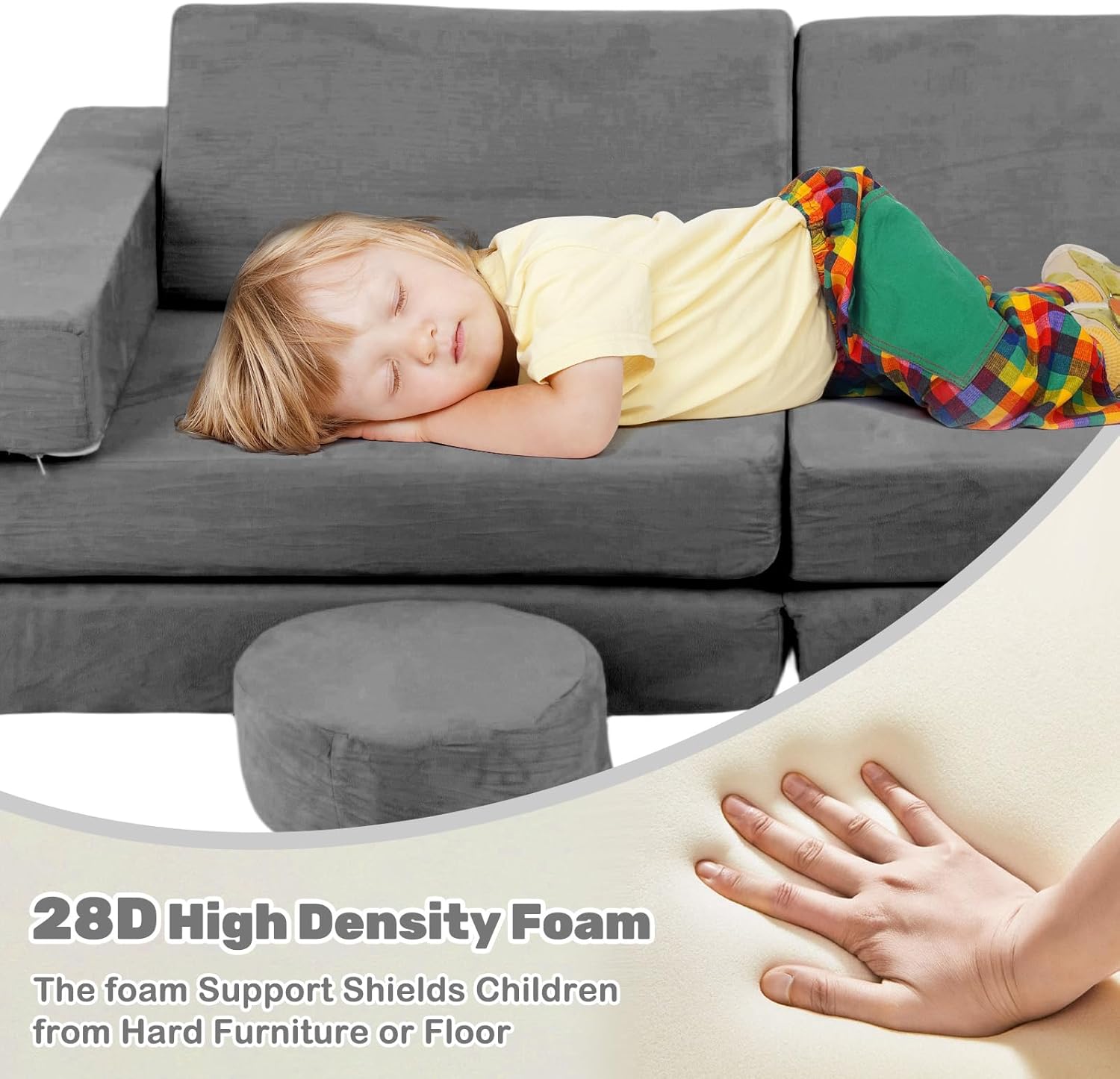 OLAKIDS Modular Kids Play Couch, 13 PCS Toddler Creative Sectional Fort Building Sofa