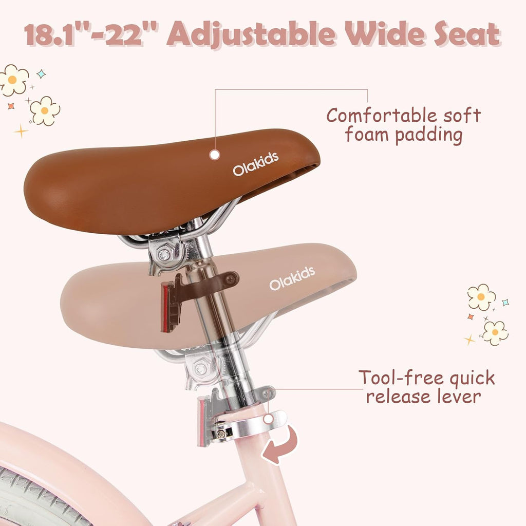 OLAKIDS Kids Bike 12/14/16/18 Inch with Training Wheels & Basket for Ages 3-8