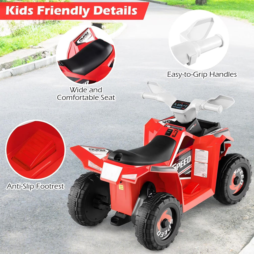 OLAKIDS 6V Kids ATV Ride On Toy with Removable Trailer and Wear Resistant Wheels