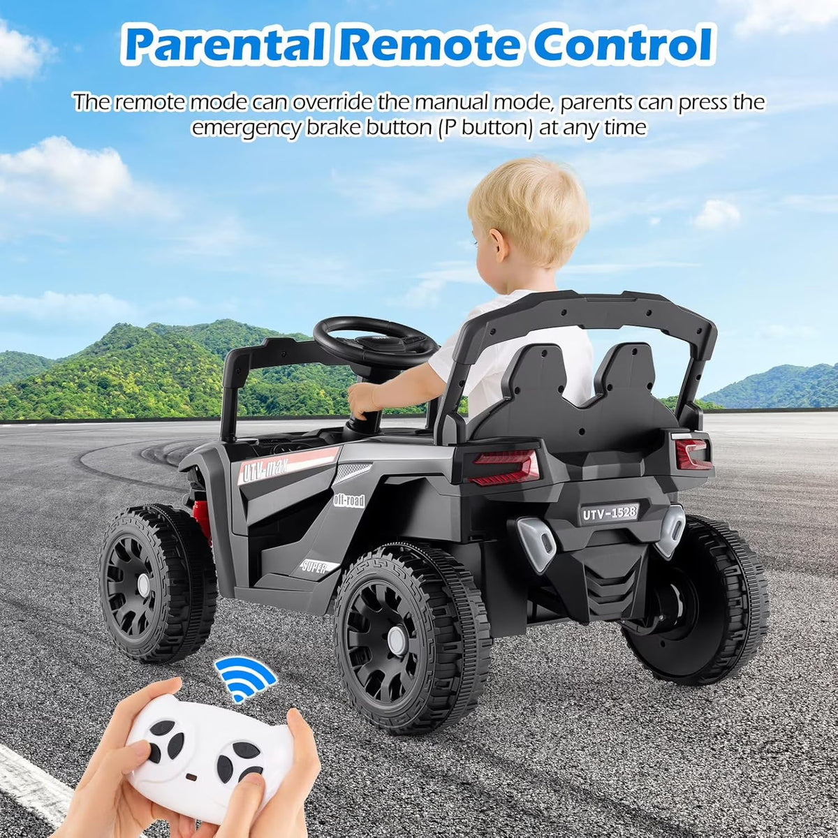 OLAKIDS 12V Ride on Car UTV, Electric Off-Road Truck for Toddlers Aged 3+ Years