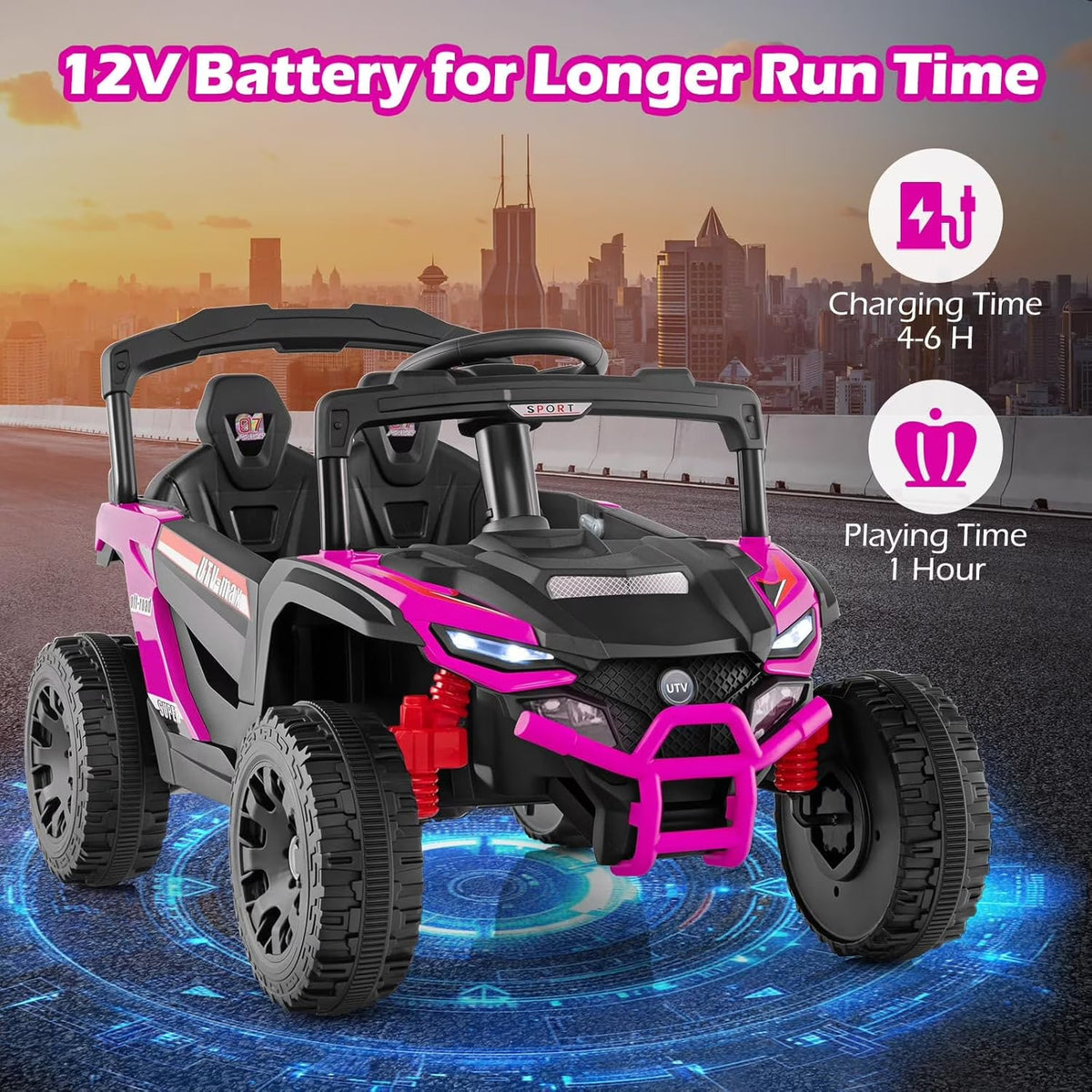 OLAKIDS 12V Ride on Car UTV, Electric Off-Road Truck for Toddlers Aged 3+ Years
