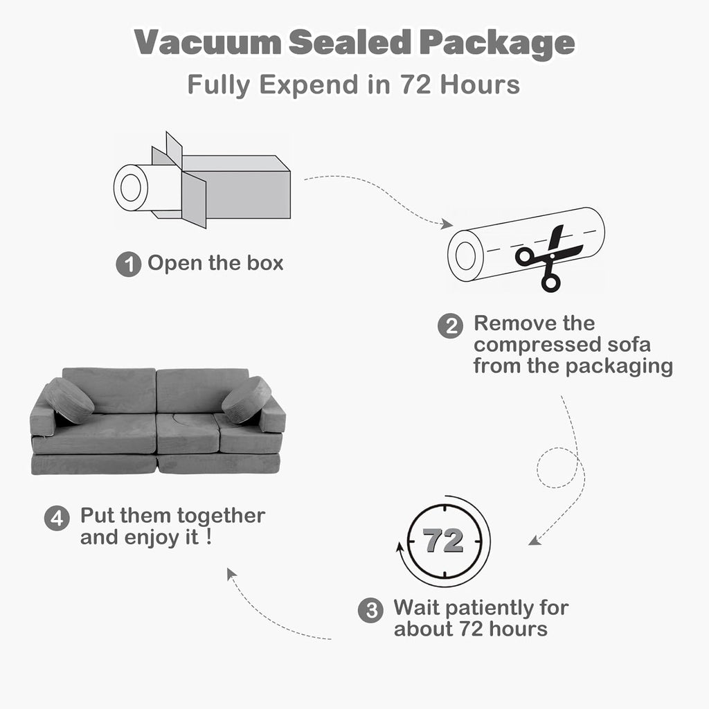 OLAKIDS Modular Kids Play Couch, 13 PCS Toddler Creative Sectional Fort Building Sofa