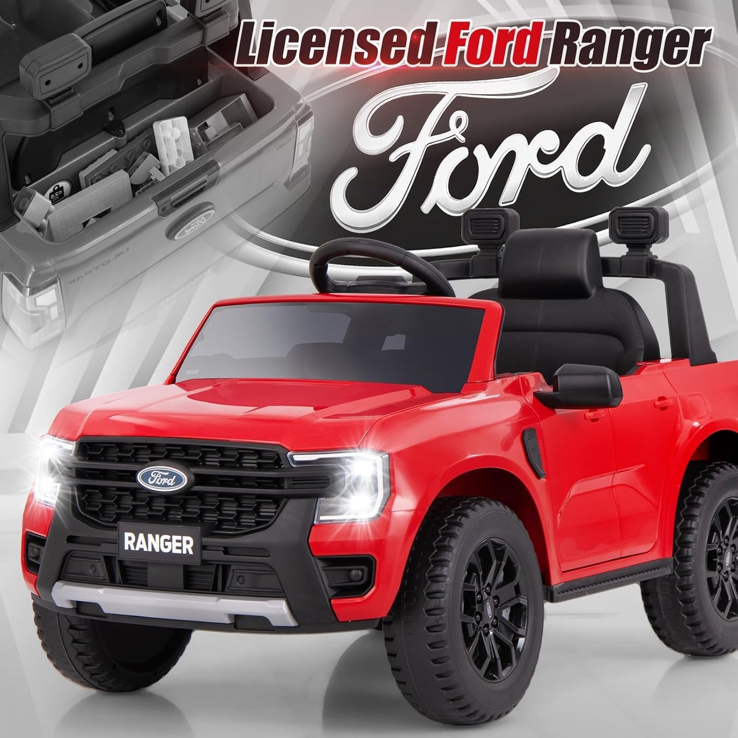 OLAKIDS Licensed Ford Ranger Ride on Car for Kids by OLAKIDS, 12V Electric Vehicle