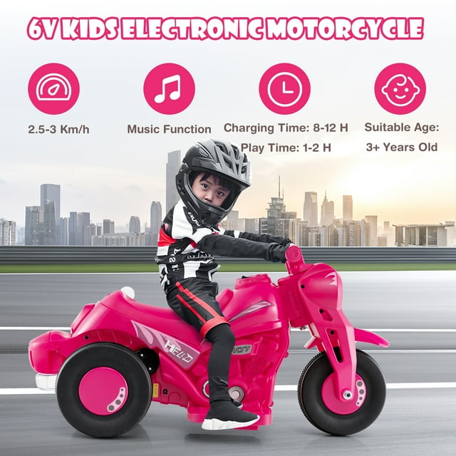 OLAKIDS 6V Kids Motorcycle Ride On with Automatic Bubble Function for Toddlers 3+