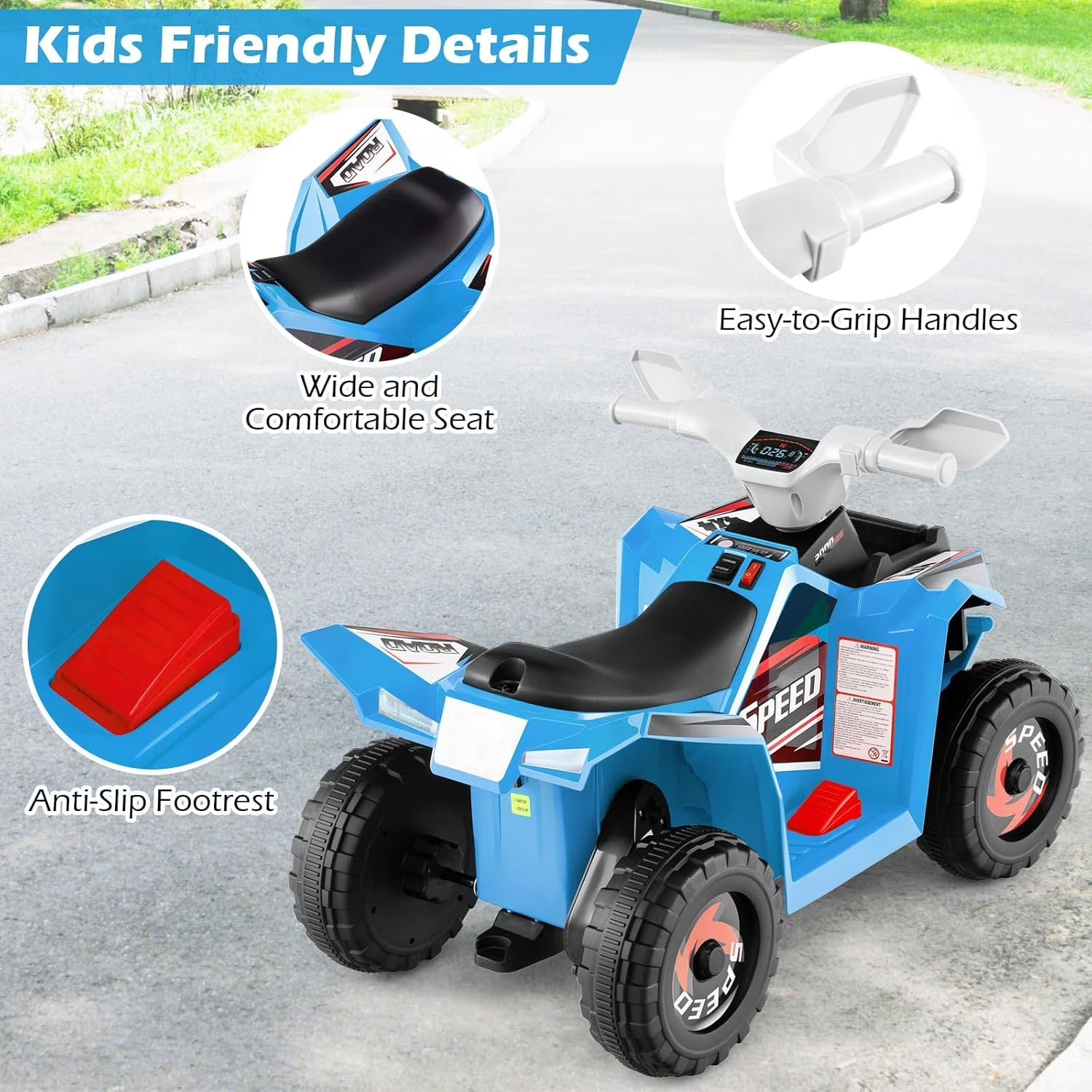 OLAKIDS 6V Kids ATV Ride On Toy with Removable Trailer and Wear Resistant Wheels