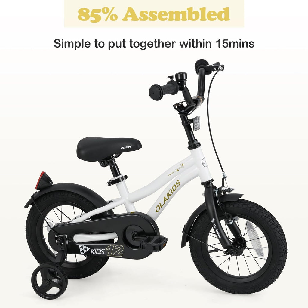 Olakids Kids Bike 12-18 Inch with Training Wheels, Dual Brakes, Adjustable Seat & Handlebar for Boys Girls
