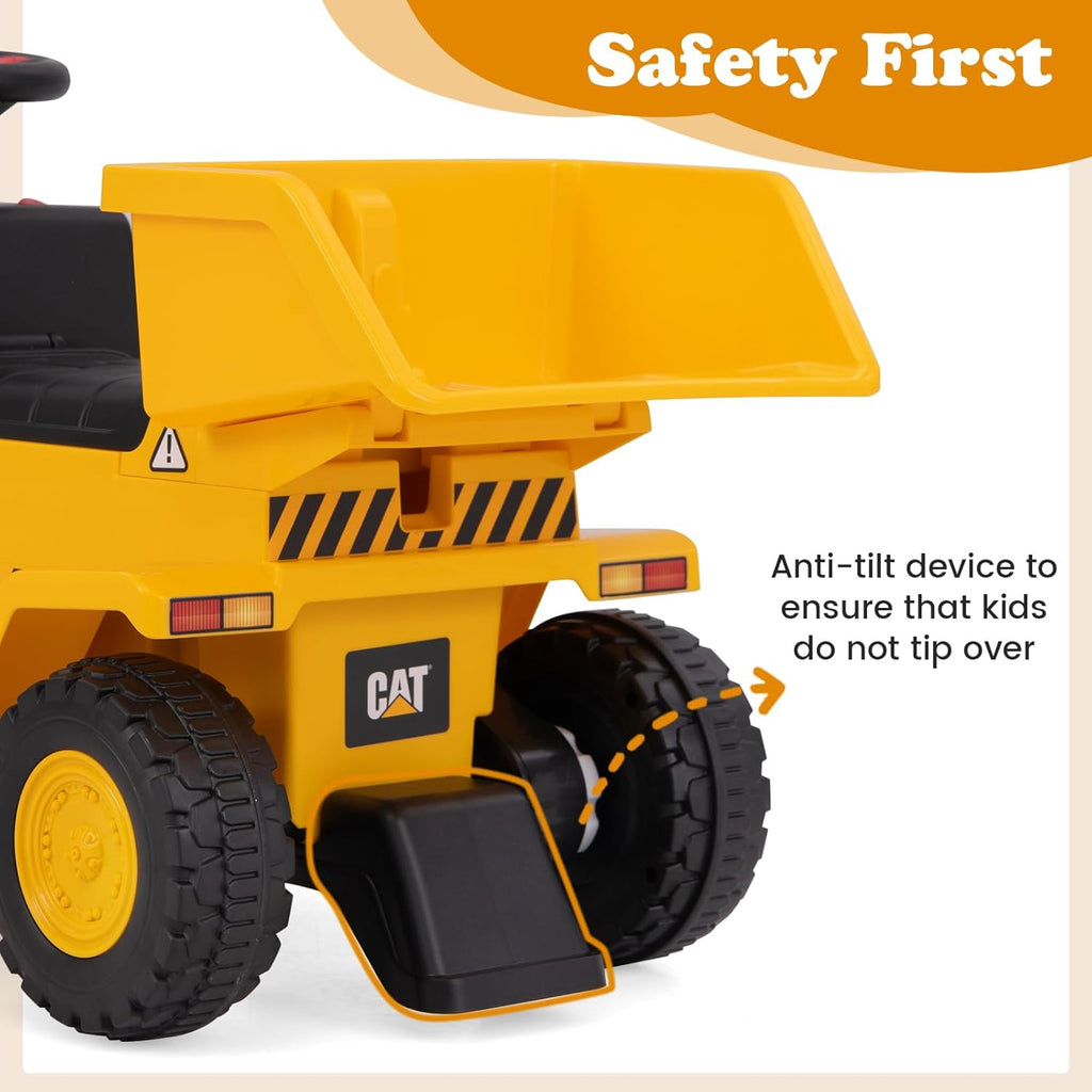 OLAKIDS Licensed Cat Ride on Car, 6V Dump Truck Battery Powered Construction for Kids Toddler Age 1.5-3