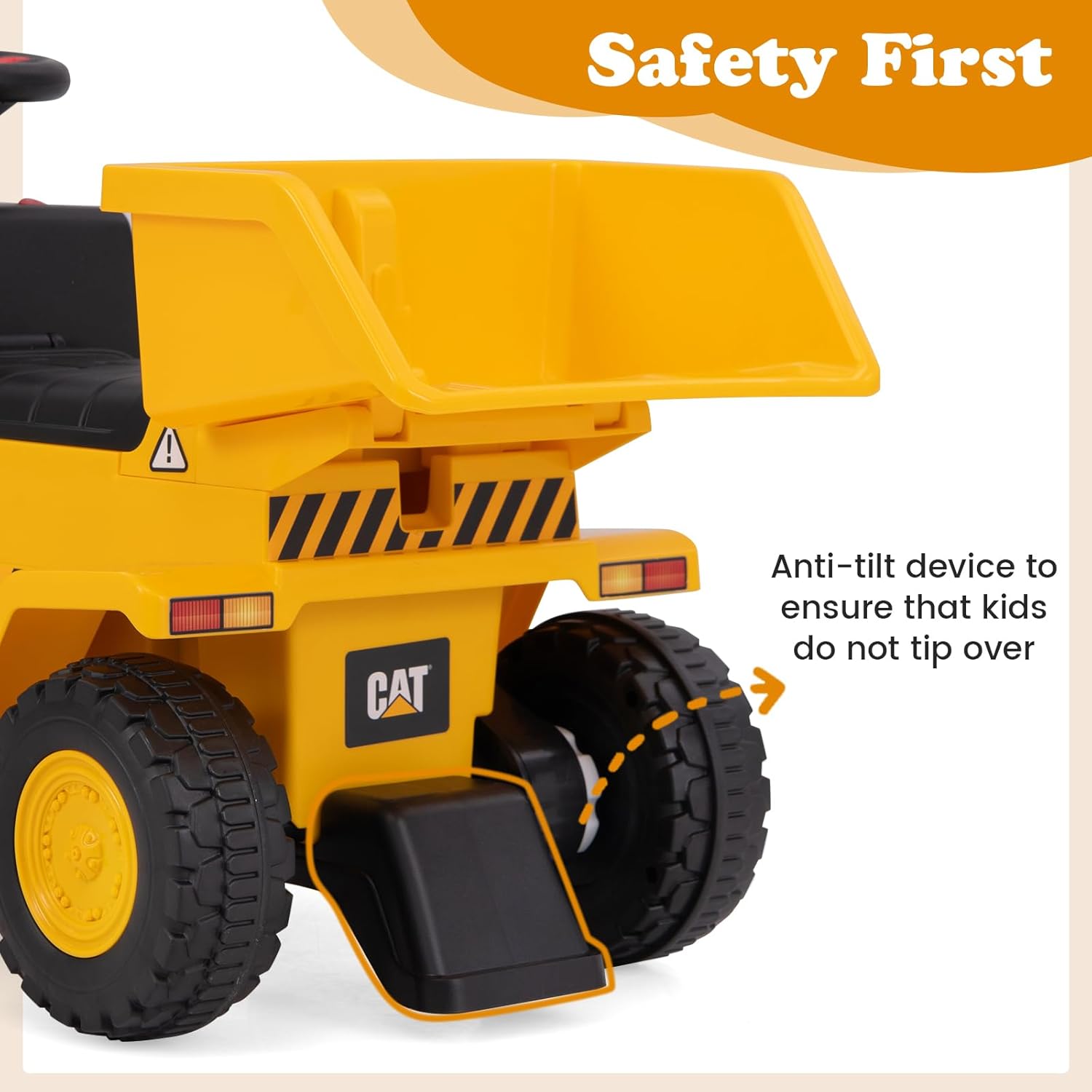 OLAKIDS Licensed Cat Ride on Car, 6V Dump Truck Battery Powered Construction for Kids Toddler Age 1.5-3