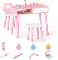 OLAKIDS Wooden Pretend Nail Salon Playset with Table, Stool & 8 Accessories