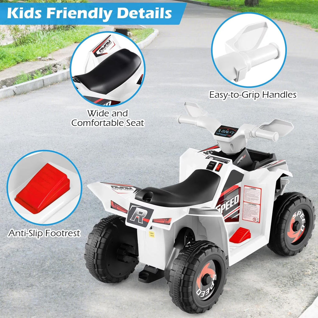 OLAKIDS 6V Kids ATV Ride On Toy with Removable Trailer and Wear Resistant Wheels