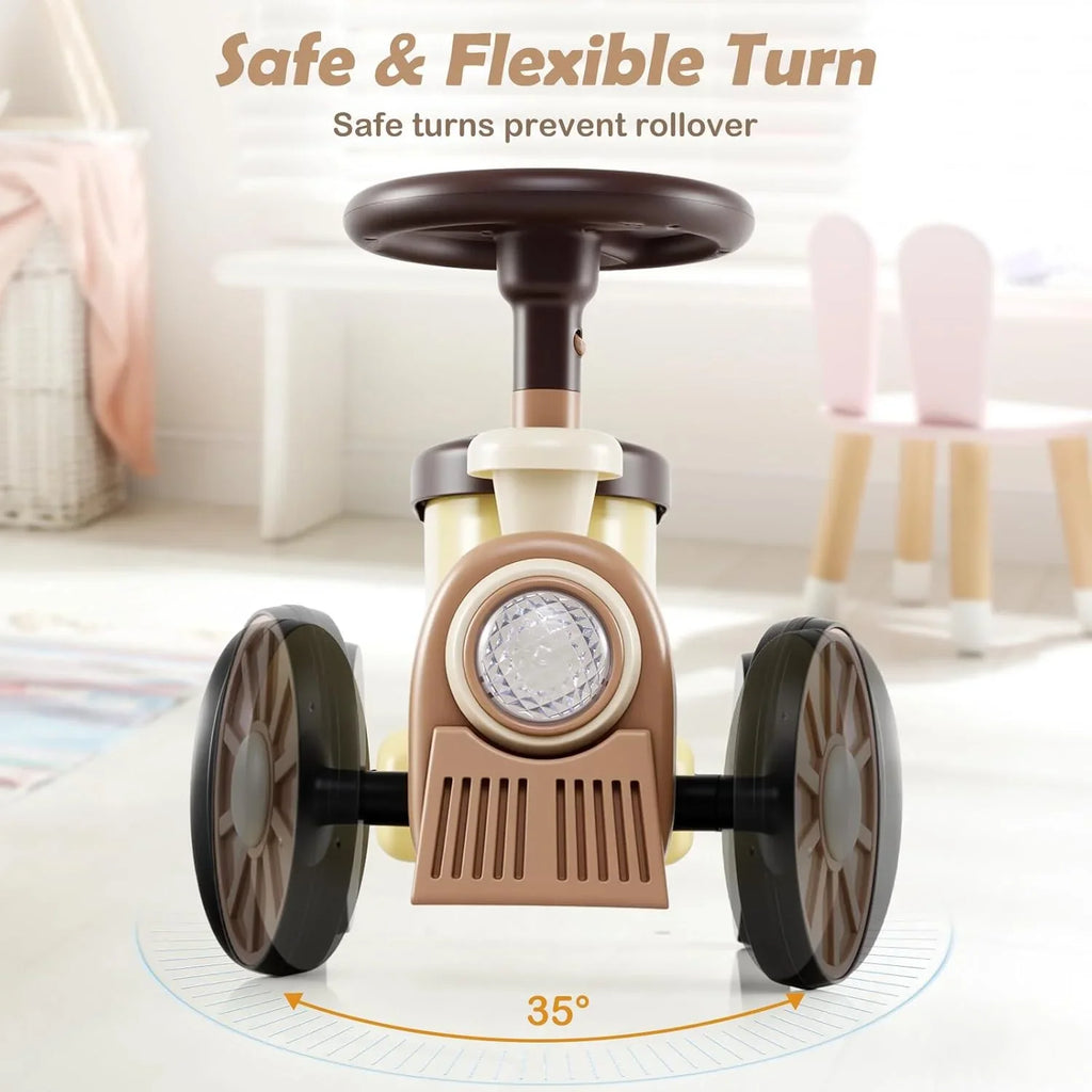 OLAKIDS Toddler Foot-to-Floor Ride On Push Car with Train Whistle and Under Seat Storage