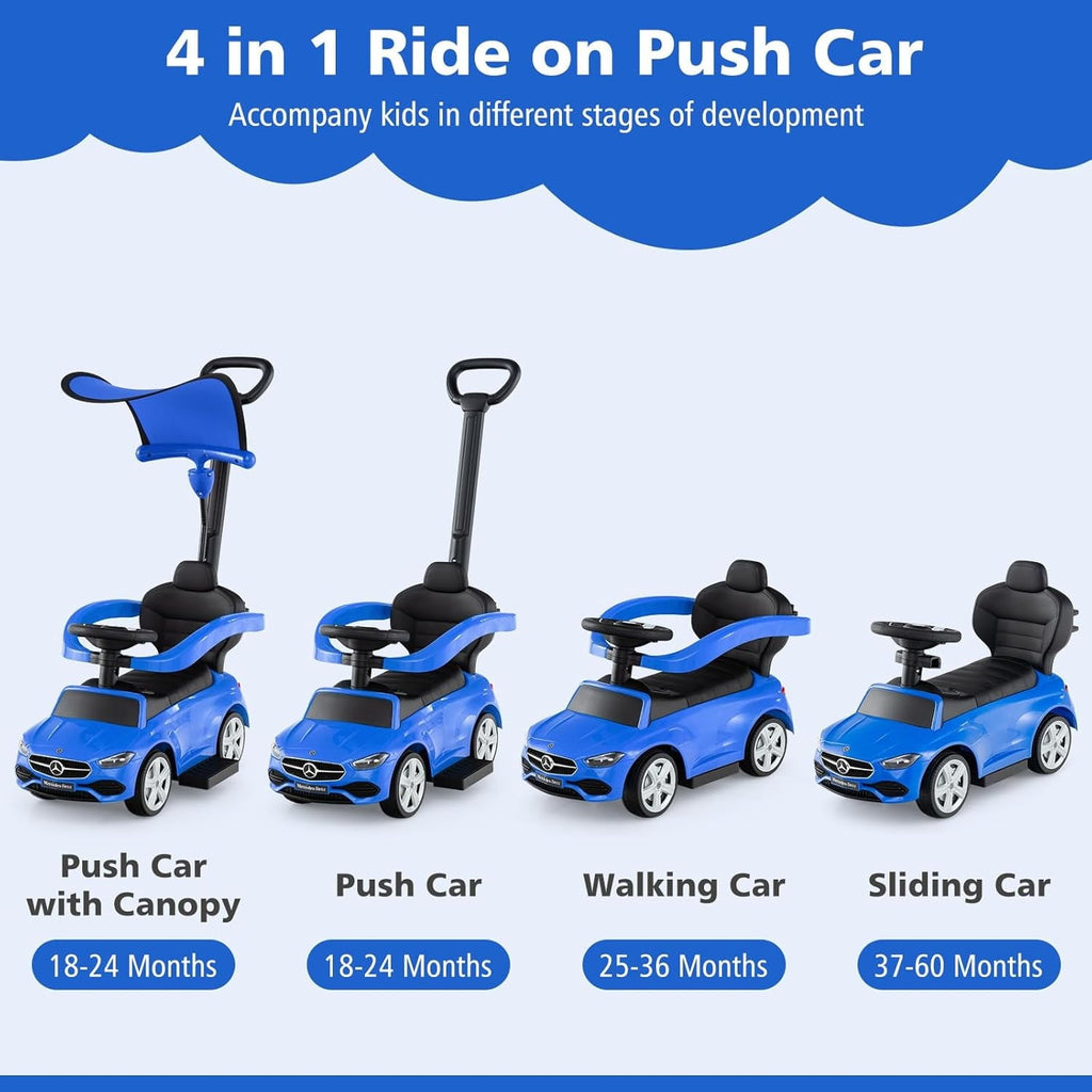 OLAKIDS Licensed Mercedes Benz Push Car for Toddlers, 3 in 1 Baby Stroller