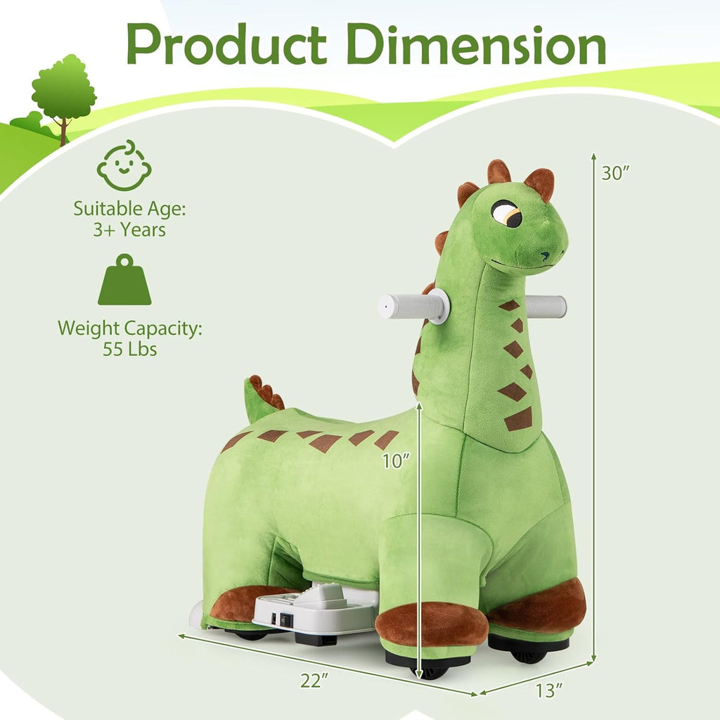 OLAKIDS 6V Electric Dinosaur Ride On Toy with Music for Kids Ages 3+