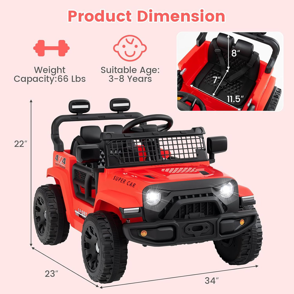 OLAKIDS 12V Ride On Truck, Battery Powered Electric Vehicle for Kids with Remote Control Ride on Toy for 3+ Boys Girls