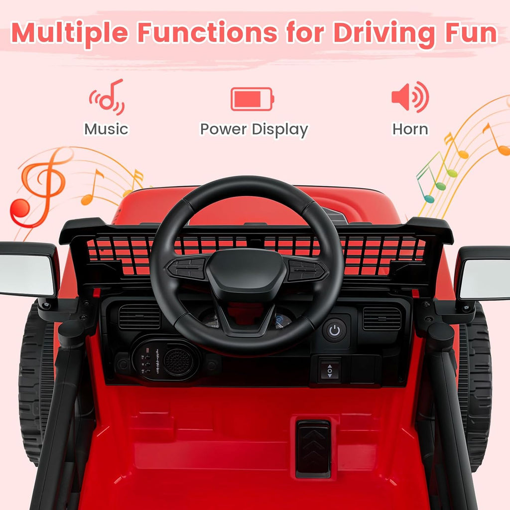 OLAKIDS 12V Ride On Truck, Battery Powered Electric Vehicle for Kids with Remote Control Ride on Toy for 3+ Boys Girls