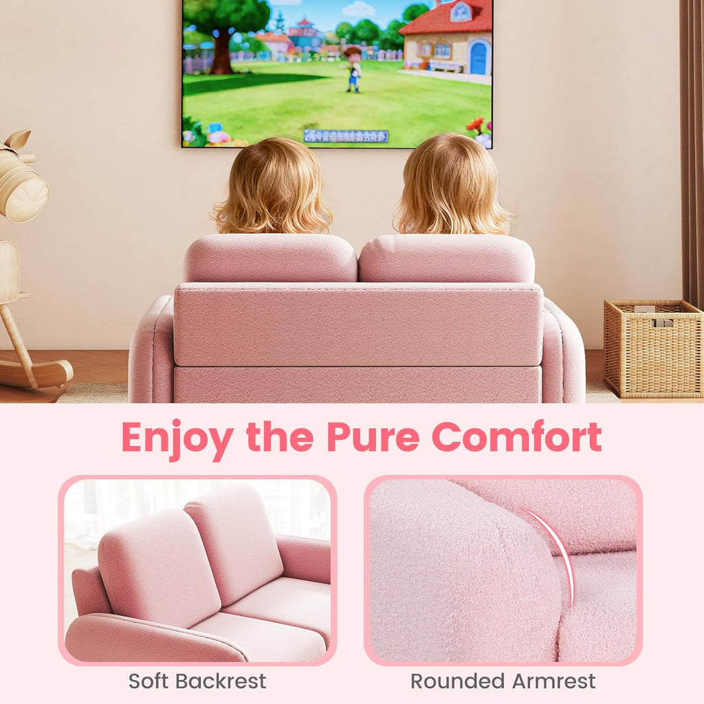 OLAKIDS Kids Sofa, 2 Seat Soft Thick Upholstered Couch for Playroom Kids Boys Girls