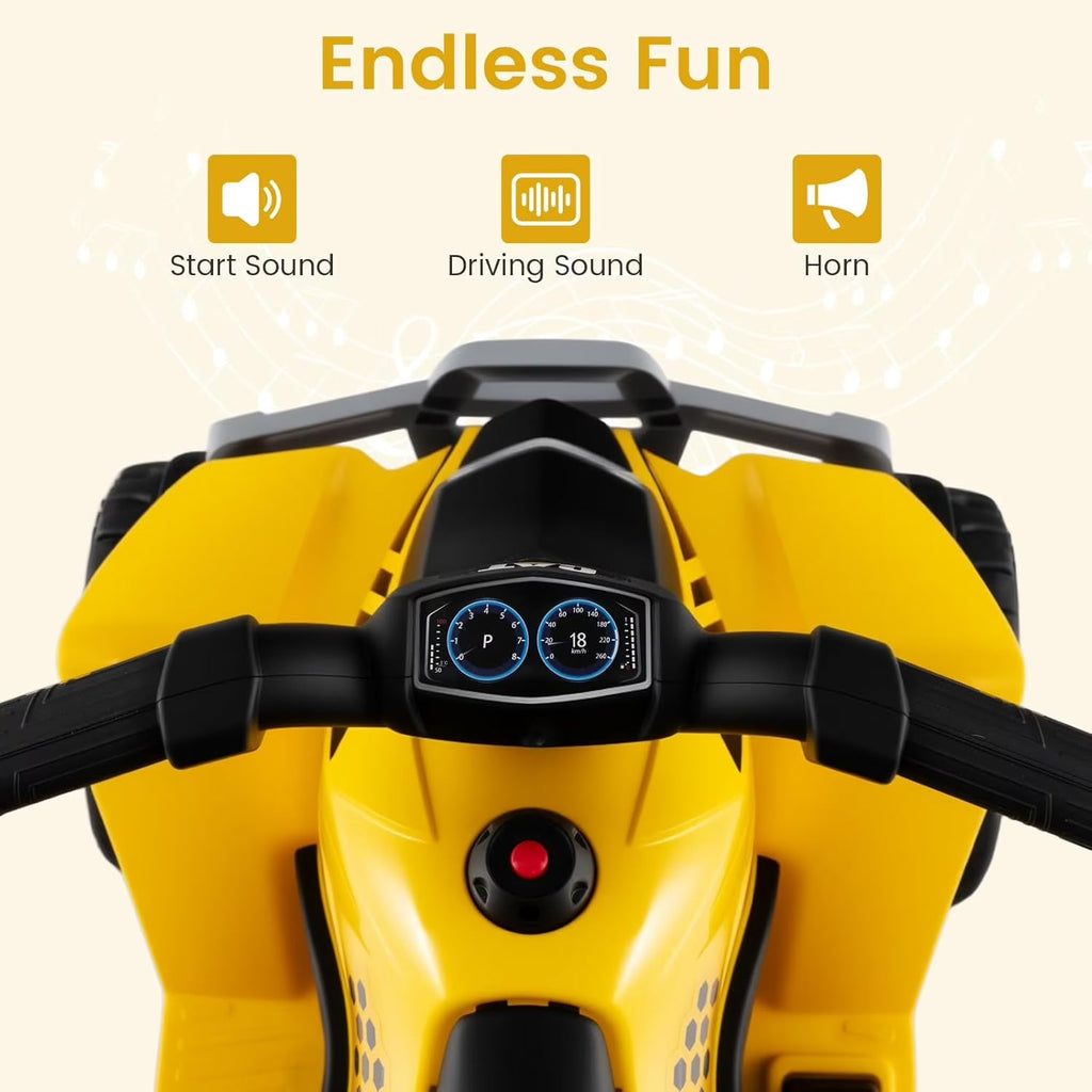 Licensed Caterpillar OLAKIDS 6V Kids ATV 4 Wheeler with LED Headlight and Horn for Toddlers 1.5-3