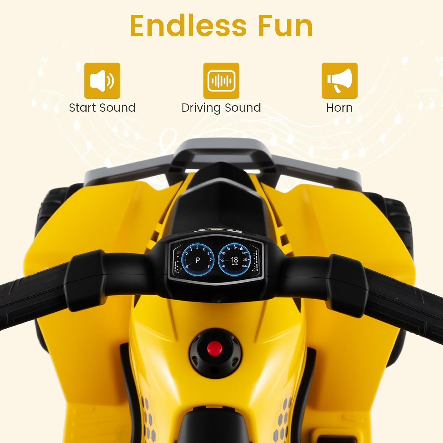 Licensed Caterpillar OLAKIDS 6V Kids ATV 4 Wheeler with LED Headlight and Horn for Toddlers 1.5-3