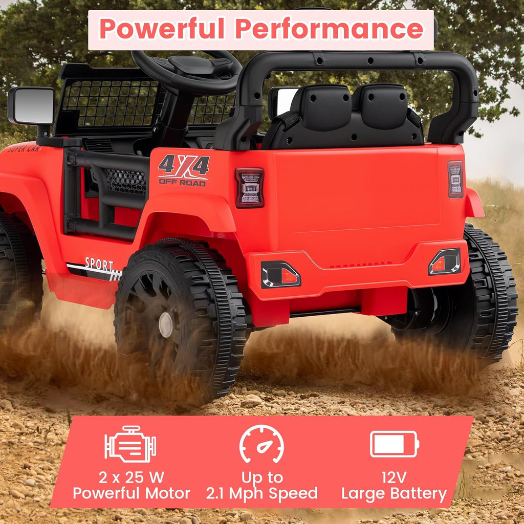 OLAKIDS 12V Ride On Truck, Battery Powered Electric Vehicle for Kids with Remote Control Ride on Toy for 3+ Boys Girls