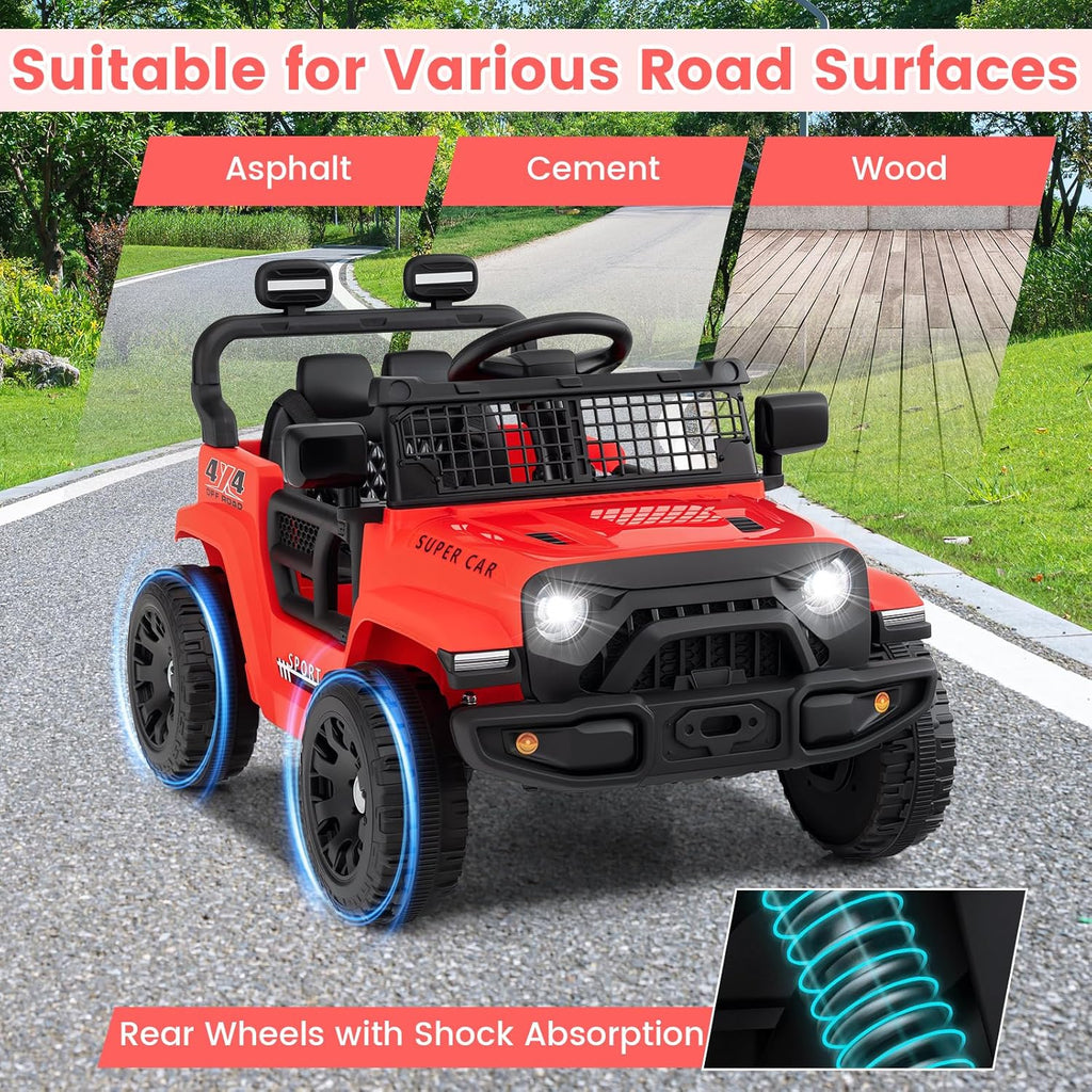 OLAKIDS 12V Ride On Truck, Battery Powered Electric Vehicle for Kids with Remote Control Ride on Toy for 3+ Boys Girls