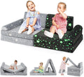 OLAKIDS Modular Kids Play Couch, 8 PCS Fluorescent Toddler Creative Sectional Fort Building Sofa for Playroom, Bedroom