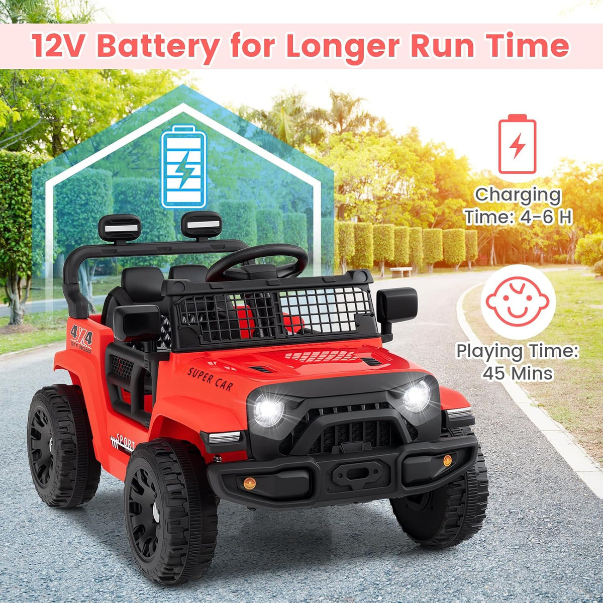 OLAKIDS 12V Ride On Truck, Battery Powered Electric Vehicle for Kids with Remote Control Ride on Toy for 3+ Boys Girls