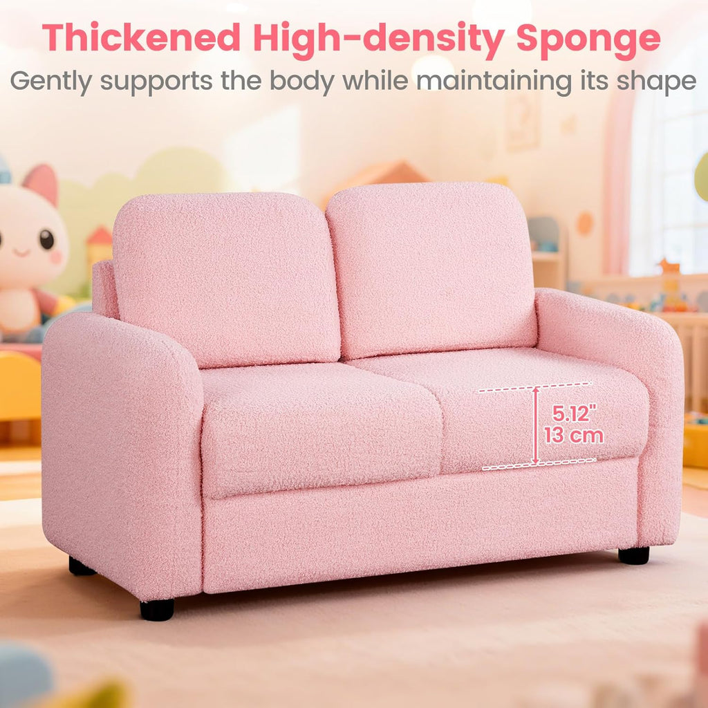 OLAKIDS Kids Sofa, 2 Seat Soft Thick Upholstered Couch for Playroom Kids Boys Girls