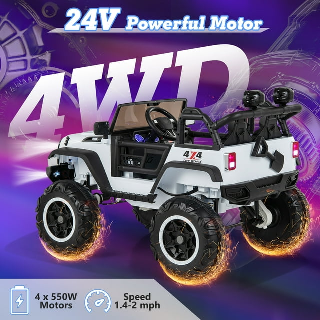 OLAKIDS 24V 2 Seater Ride on Truck 2WD/4WD Battery Powered for 3+ Boys and Girls