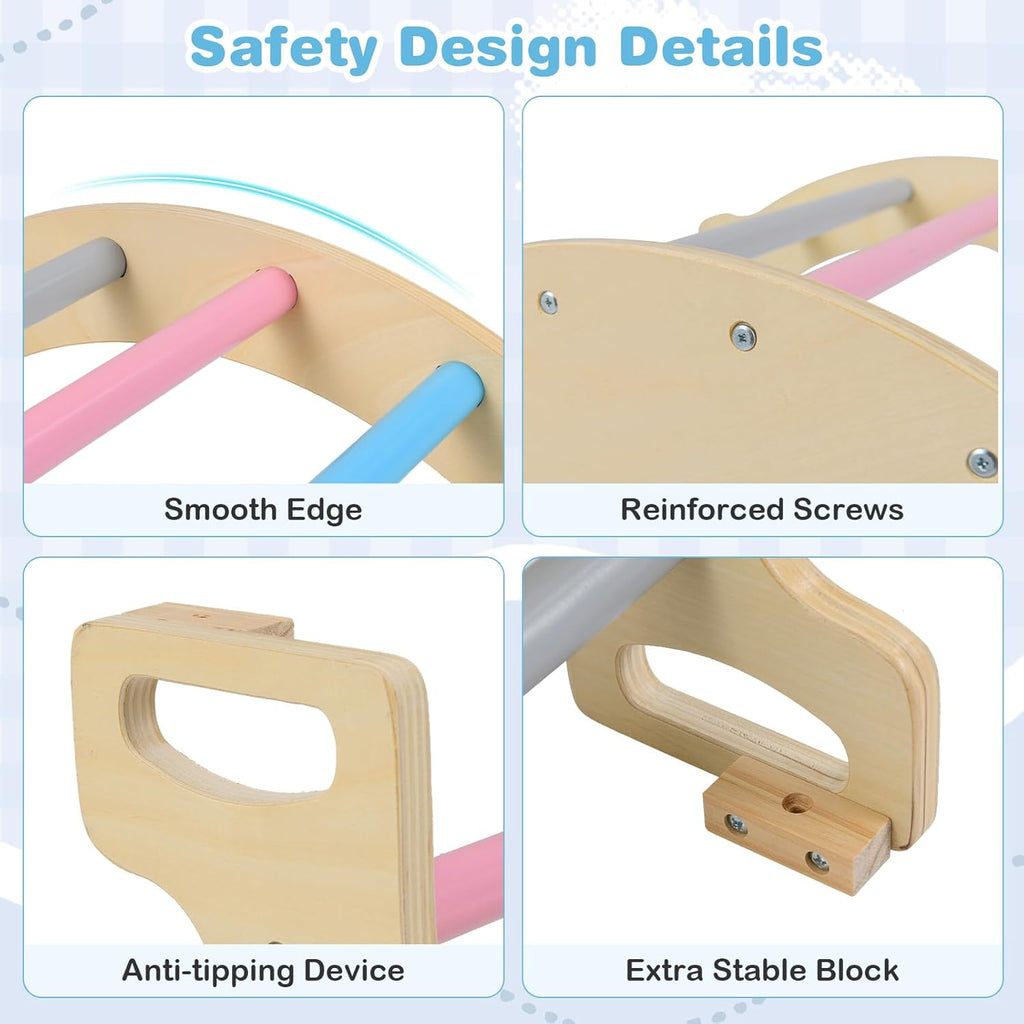OLAKIDS Climbing Arch for Toddlers 5 in 1 Wooden Indoor Kids Climber Rocker Montessori Sensory Table