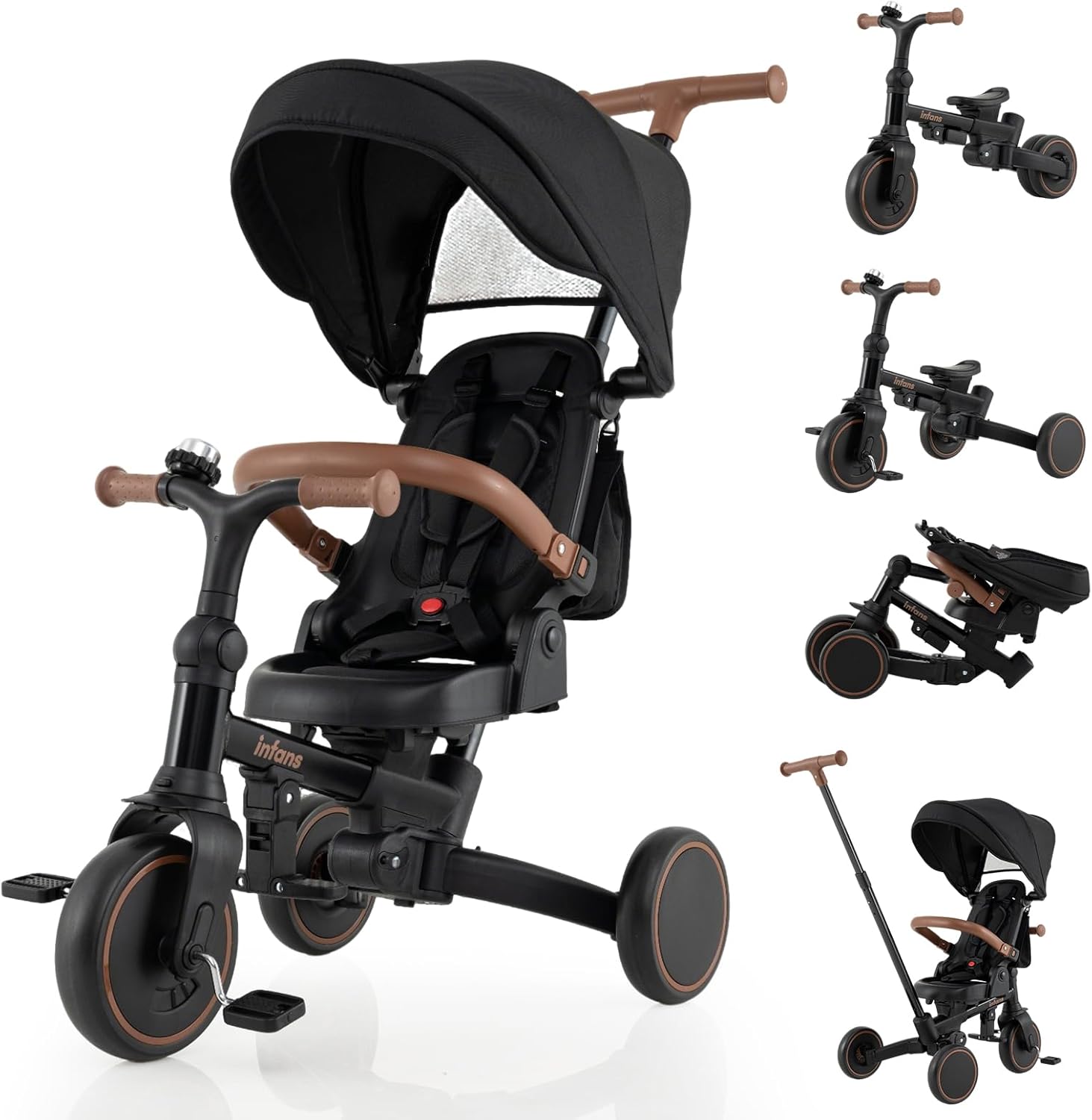 OLAKIDS 9-in-1 Foldable Toddler Tricycle Converts to Balance Bike for 1-6 Years